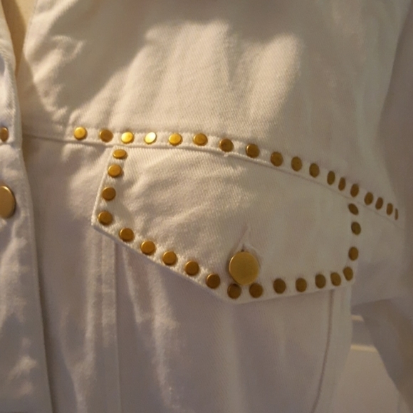 Vintage 1980s I.B.Diffusion white denim jacket - Picture 2 of 4